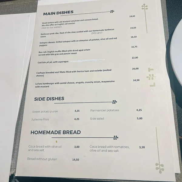 menu 1 of La Tere Gastrobar