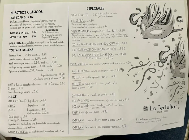 menu 0 of La Tertulia Cafetería