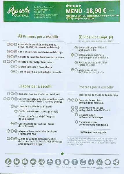menu 2 of Quattros Cervecería