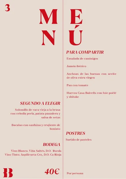 menu 2 of Restaurant Casa Balcells