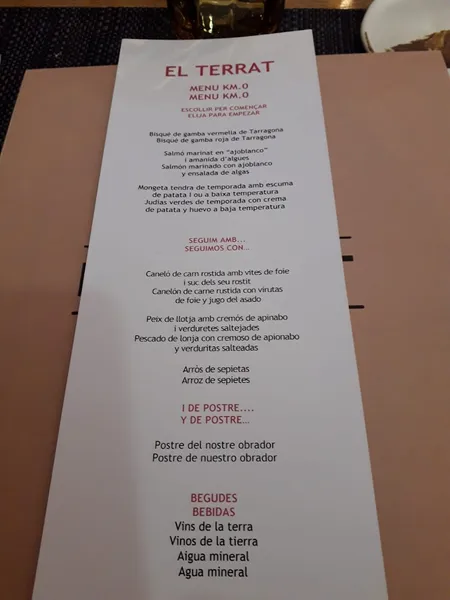 menu 0 of El Terrat Restaurant