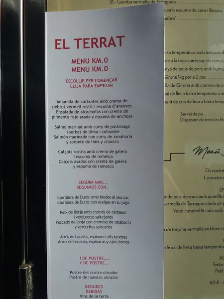 menu 1 of El Terrat Restaurant