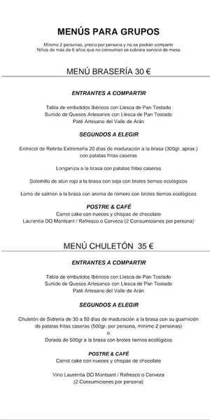 menu 0 of Restaurante Braseria Taula Rodona
