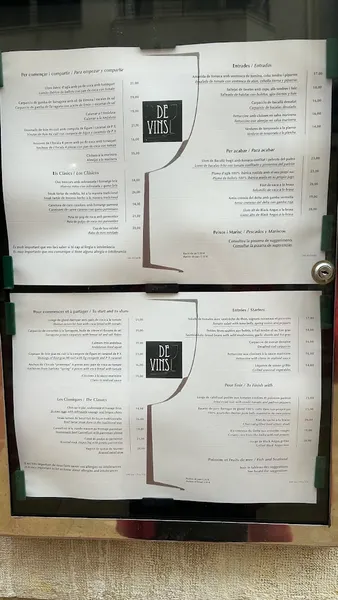menu 0 of Restaurante De Vins