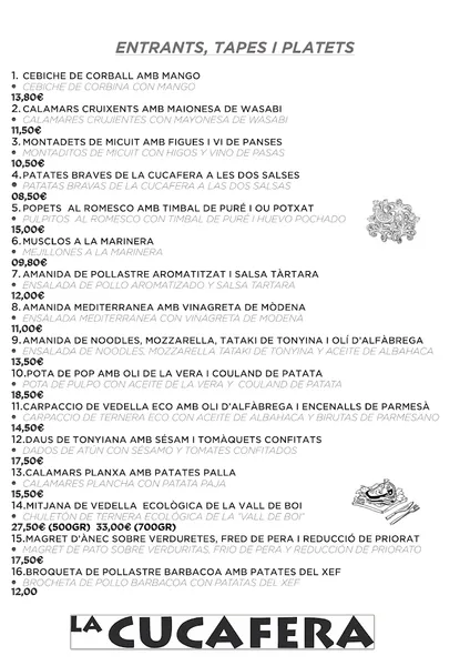 menu 0 of Restaurant La Cucafera