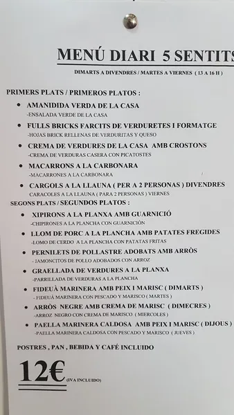 menu 0 of Els 5 Sentits Restaurant
