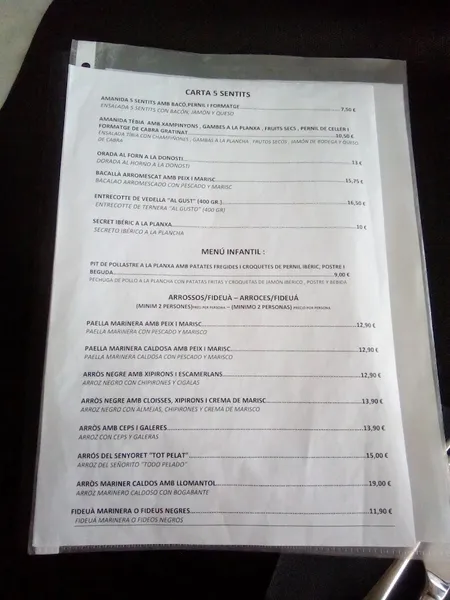 menu 2 of Els 5 Sentits Restaurant