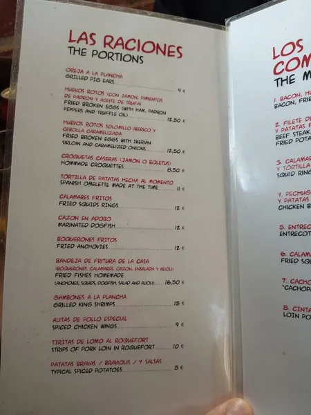 menu 2 of Bar Ronda