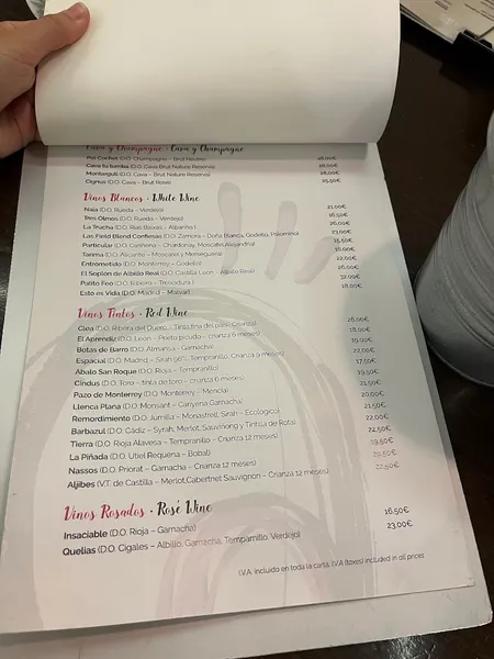 menu 0 of Origen Taberna Madrid