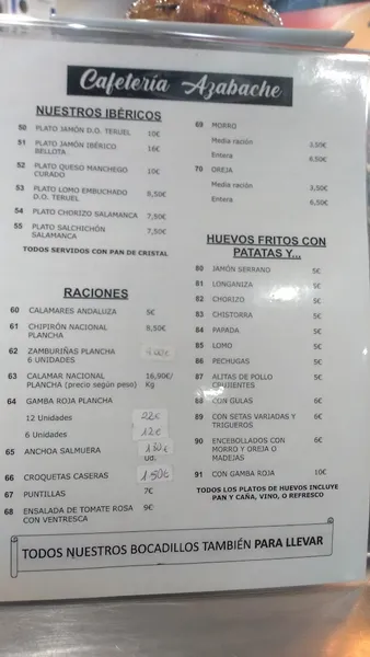 menu 0 of Cafetería Azabache