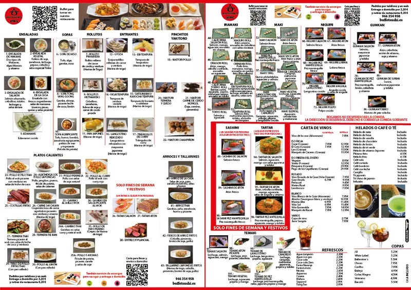 menu 0 of Restaurante Ying | Sushi buffet con carta a domicilio y llevar