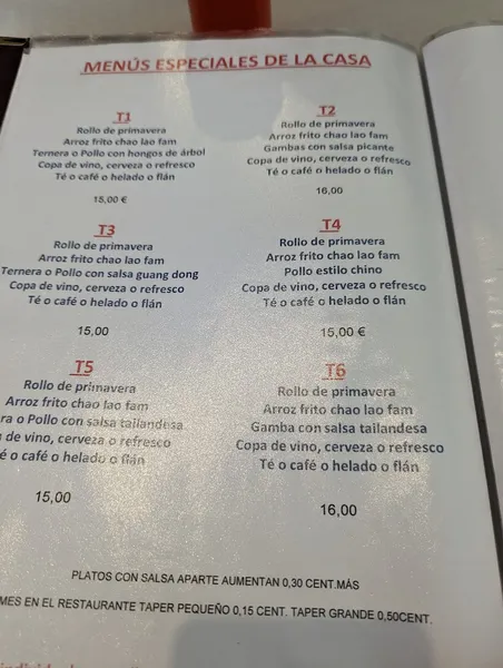 menu 0 of Restaurante Nan King