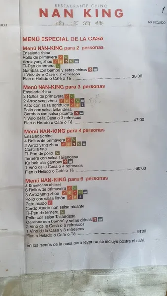 menu 1 of Restaurante Nan King