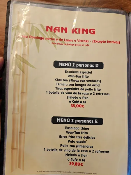 menu 1 of Restaurante Nan King Albufereta
