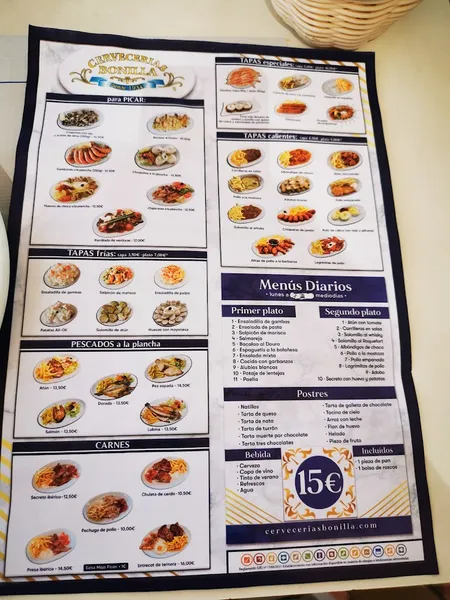 menu 0 of Cervecería Bonilla Puerto