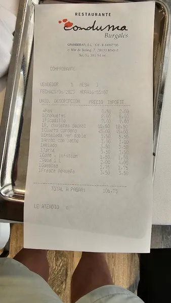 menu 0 of Restaurante Conduma