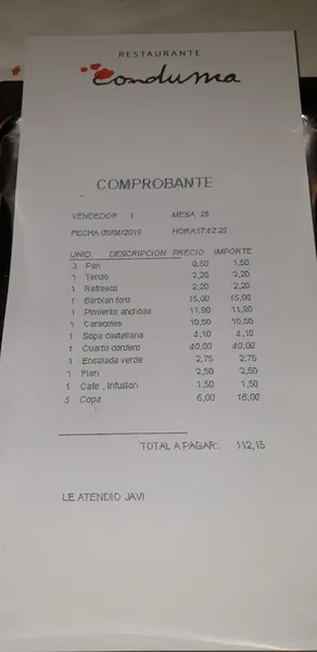 menu 1 of Restaurante Conduma
