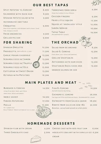 menu 0 of Taberna El Corcho