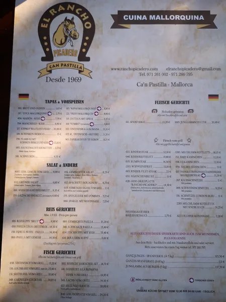 menu 1 of Restaurante El Rancho Picadero