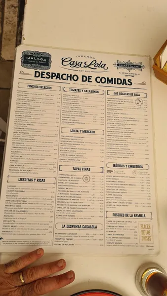 menu 0 of Casa Lola Strachan
