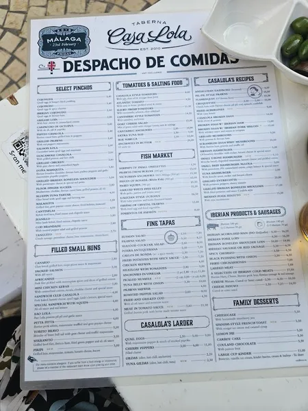 menu 1 of Casa Lola Strachan