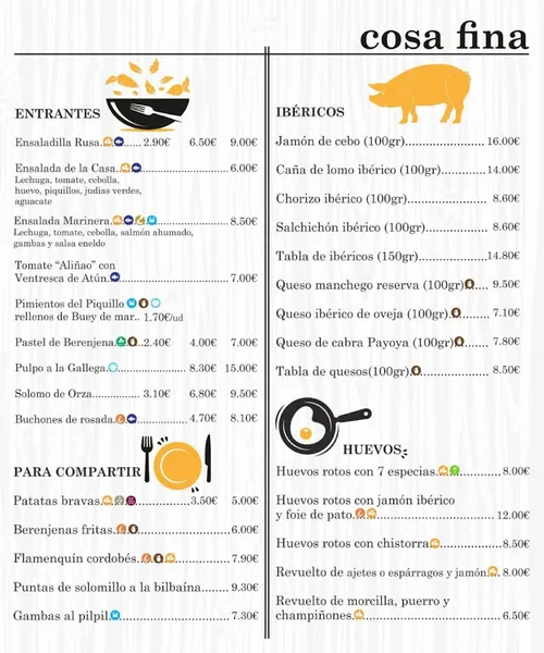 menu 0 of COSA FINA