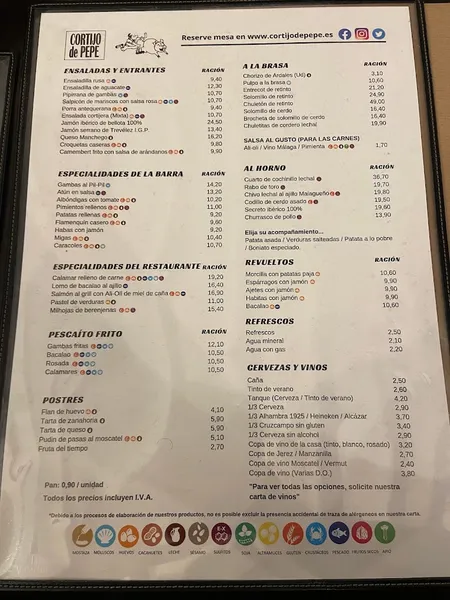 menu 0 of Cortijo de Pepe
