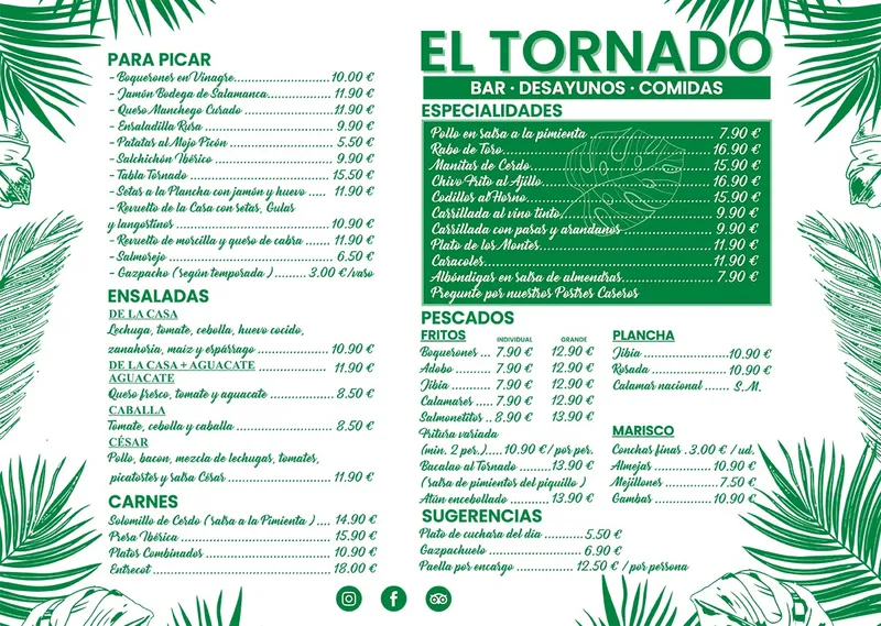 menu 1 of Bar El Tornado