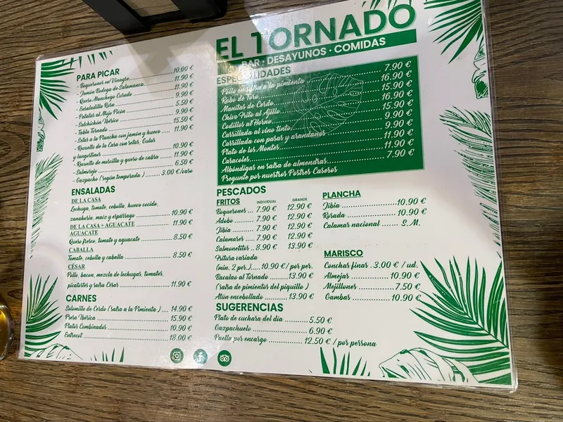 menu 2 of Bar El Tornado