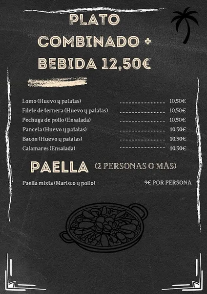 menu 2 of Café Bar y Tapas "La Palmera"