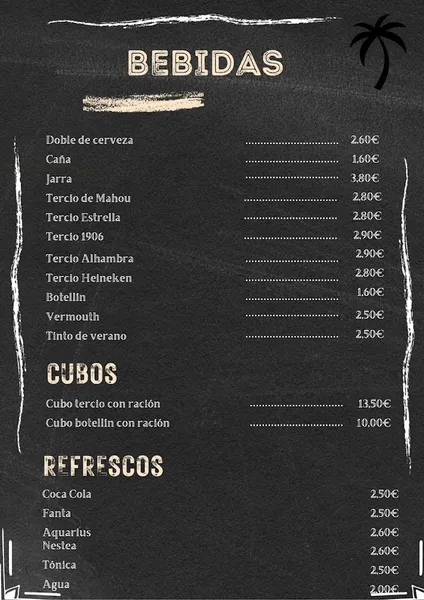 menu 0 of Café Bar y Tapas "La Palmera"