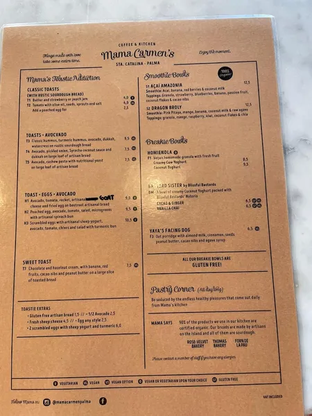 menu 1 of Mama Carmen´s