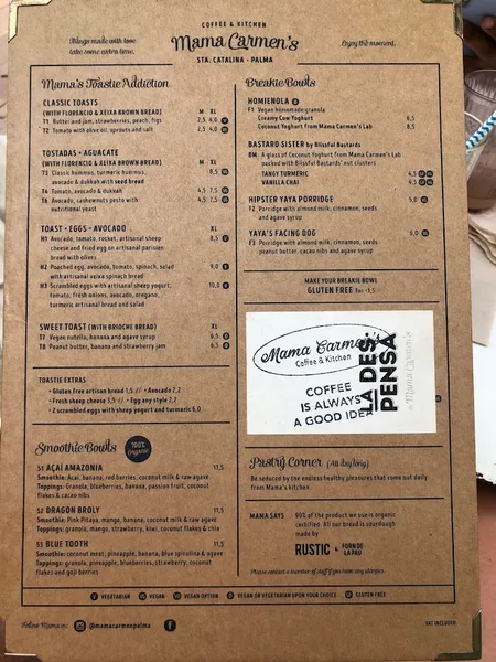 menu 2 of Mama Carmen´s