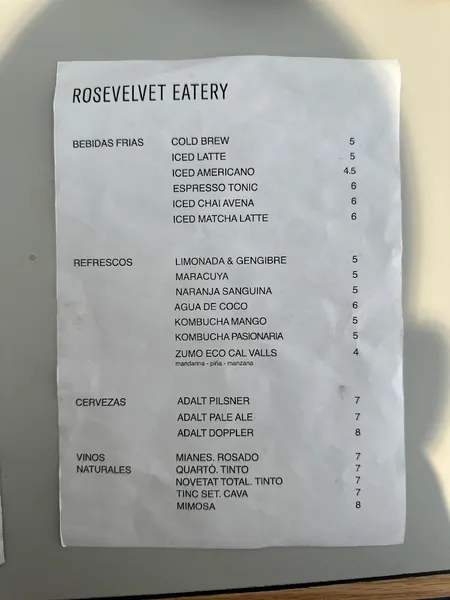 menu 0 of Rosevelvet Eatery