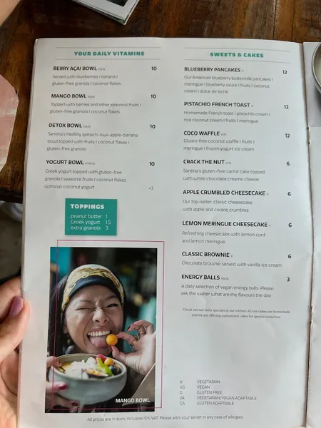menu 2 of Santina Brunch