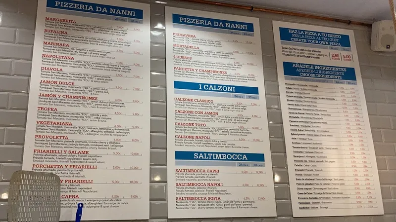 menu 0 of Pizzeria Da Nanni Barcelona