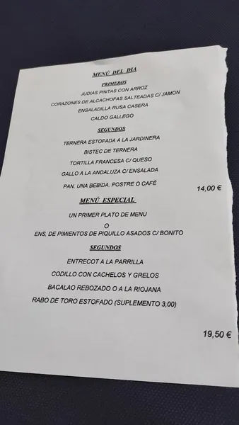 menu 0 of Mesón La Casina