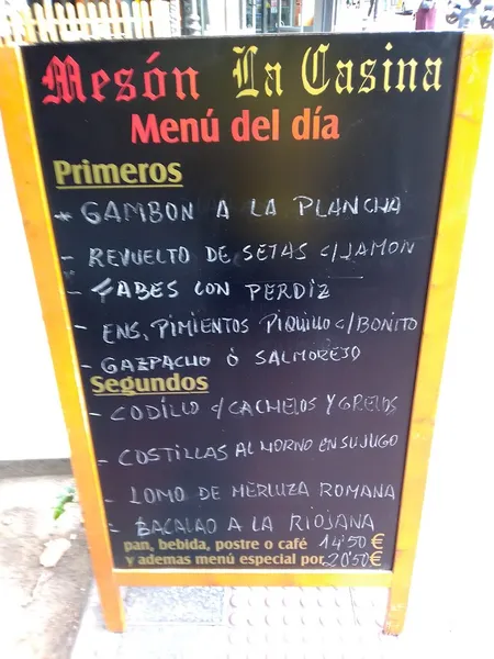 menu 2 of Mesón La Casina