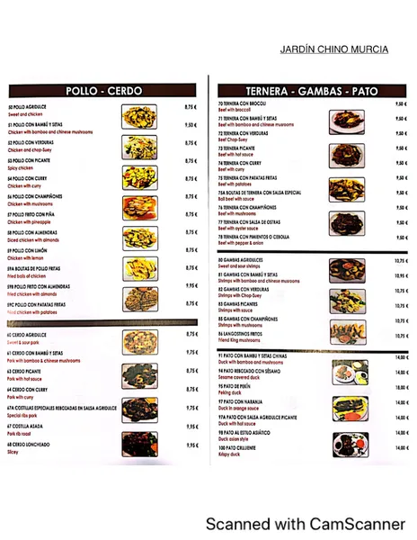 menu 0 of Restaurante Jardín Chino