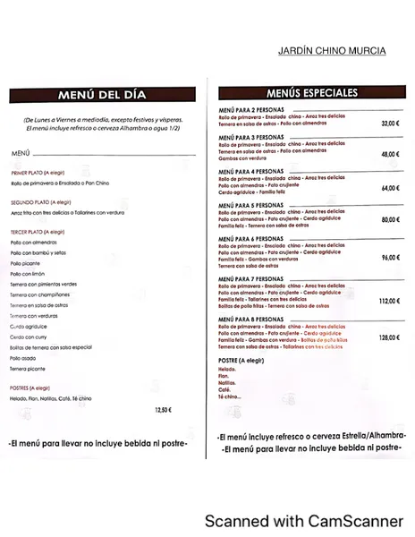 menu 2 of Restaurante Jardín Chino