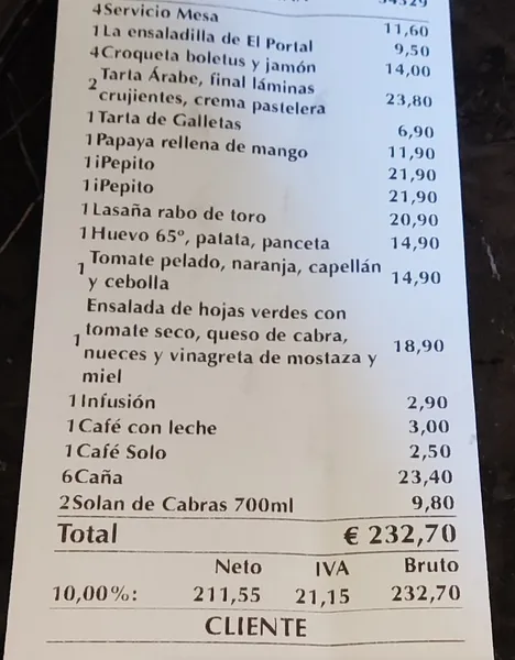 menu 0 of El Portal Alicante - Krug Ambassade