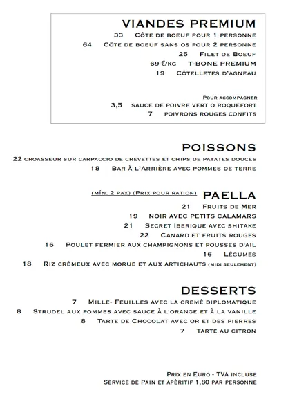 menu 2 of Picaro 1999