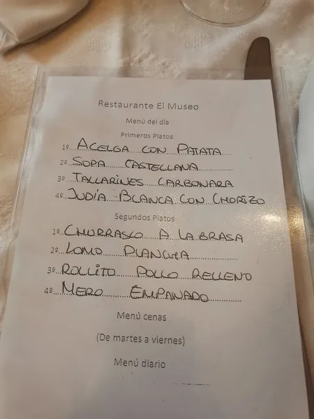 menu 1 of Restaurante El Museo de las Fuentes
