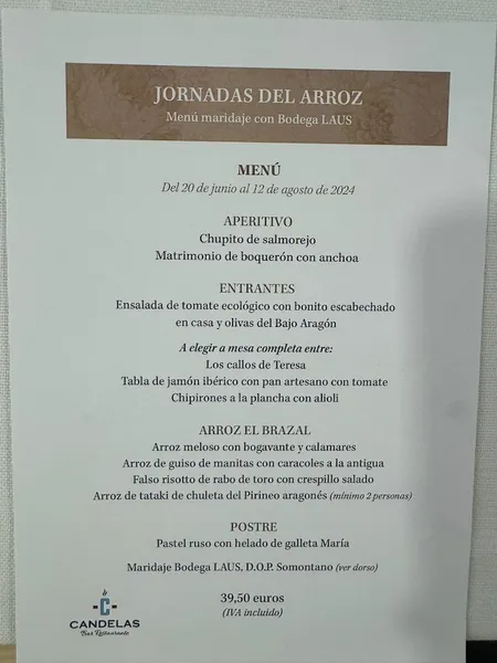 menu 0 of El Candelas