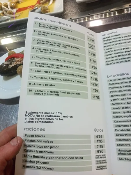 menu 0 of Bar Costa Azul