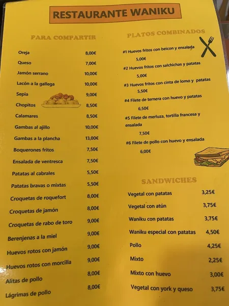 menu 1 of Restaurante Waniku