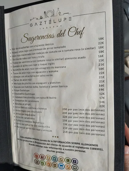 menu 1 of Taberna Gaztelupe