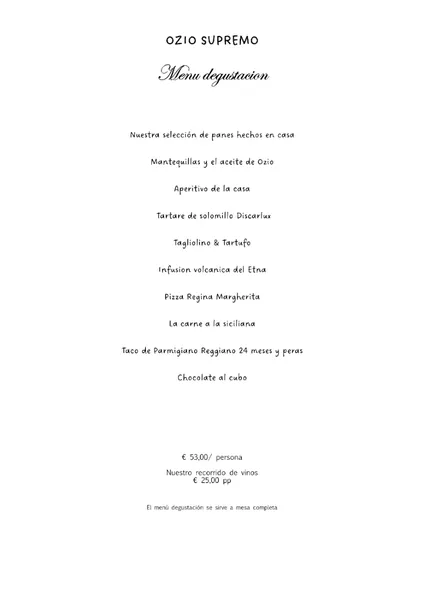 menu 2 of OZIO GASTRONOMICO