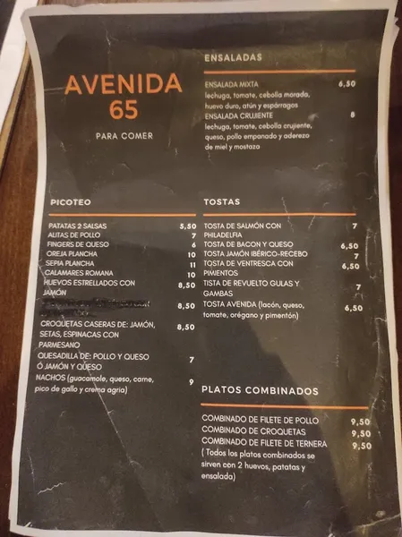 menu 0 of Avenida 65 Restaurante Bar