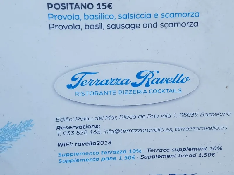 menu 0 of Terrazza Ravello